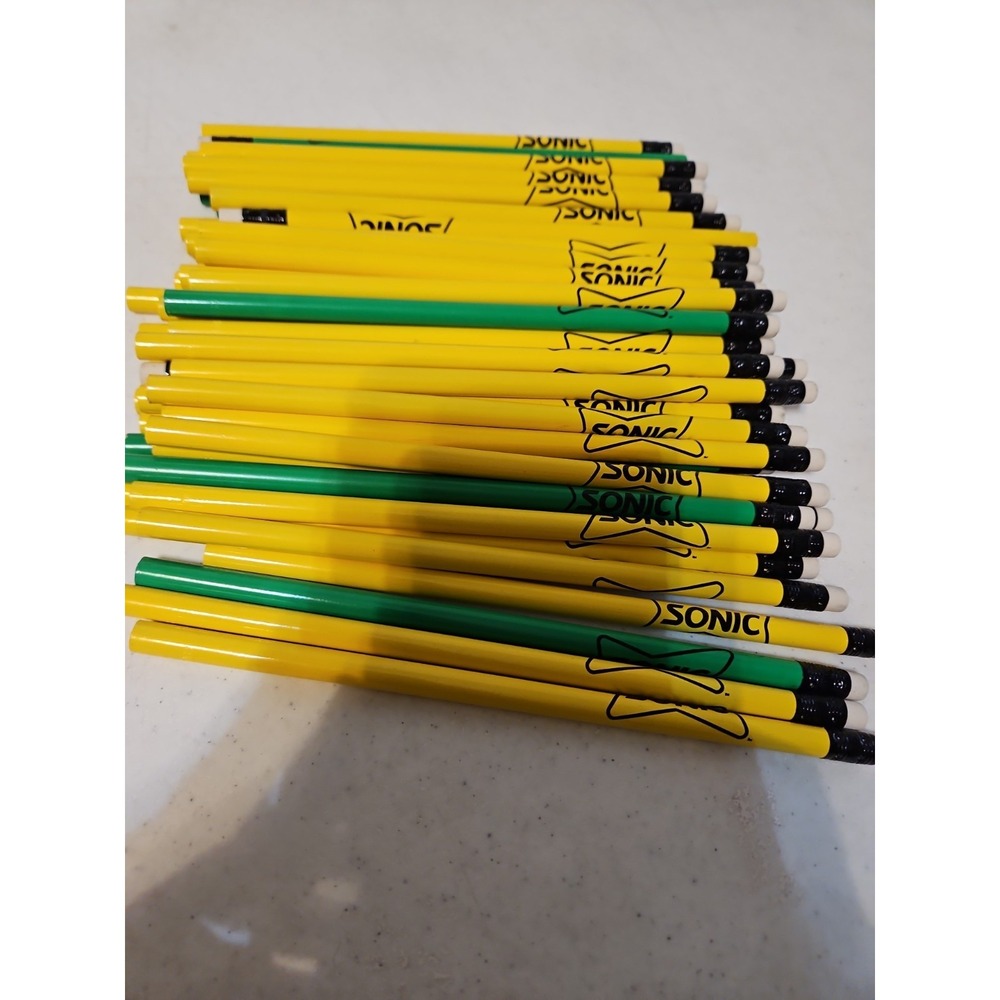 Lot Of 50 Wooden Pencils 'Sonic' With Rubber Erasers Unsharpened